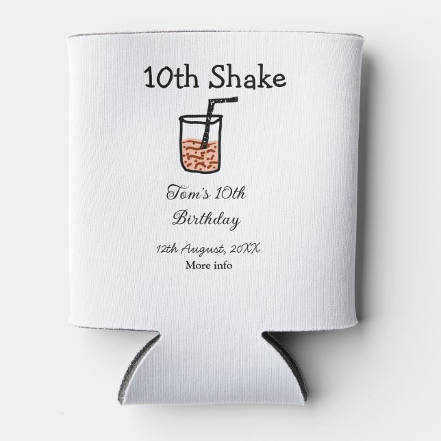 Porta-lata 10th Shake 10th feliz aniversário, milkshake scrib (Frente)