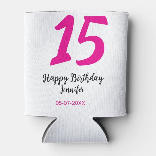 Porta-lata 15 aniversário quiencenera adicionar data ano mode (Frente)