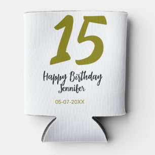 Porta-lata 15 aniversário quiencenera adicionar data ano ouro