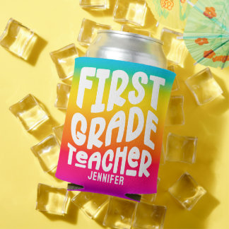 Porta-lata 1st Grade Teacher Colorful Ombre 