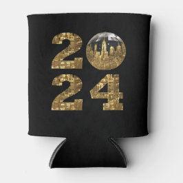 Porta-lata 2024 Dourado do Ano Novo Festa-Bola-NYC