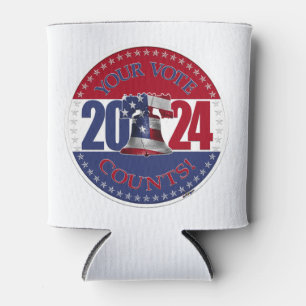 Porta-lata 2024 Vermelho e Azul Seu Voto Conta Sino da Liberd