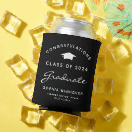 Porta-lata 2026 Caneca Térmica de Graduação Preto e Branco Cl
