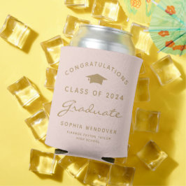 Porta-lata 2026 Graduação Can Cooler Rosa Dourado
