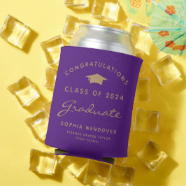 Porta-lata 2026 Graduação Roxo Dourado Lata de Resfriamento