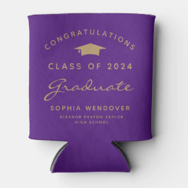 Porta-lata 2026 Graduação Roxo Dourado Lata de Resfriamento