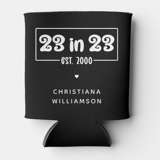 Porta-lata 23º presente de aniversário personalizado 23 em 23 (Frente)