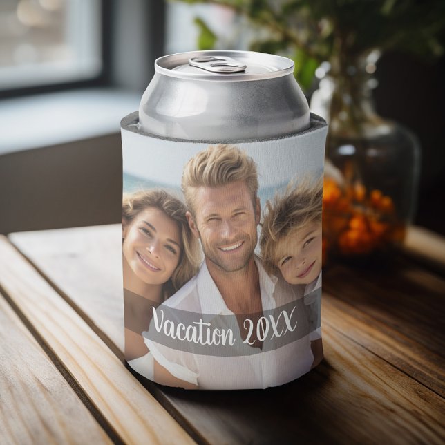 Porta-lata 2 fotos com seu próprio meme de bate-papo Snap (Personalized can cooler with 4 photos and custom text)