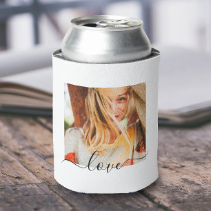 Porta-lata 2 Modelo de Fotografia Texto de Amor Branco Duplo