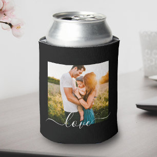 Porta-lata 2 Modelo de Fotografia Texto de Amor Preto Duplo L