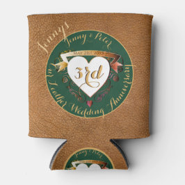 Porta-lata 3º aniversário do casamento Imagem de Couro