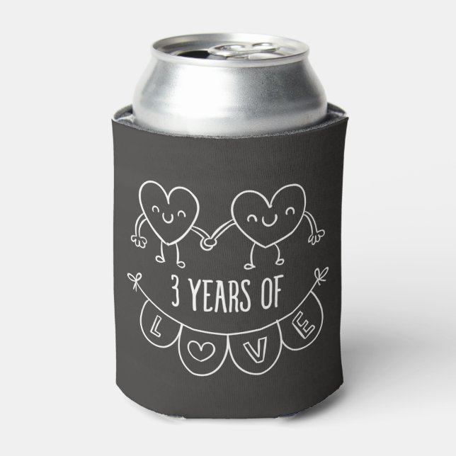 Porta-lata 3º Aniversário Gift Chalk Hearts (Can Front)