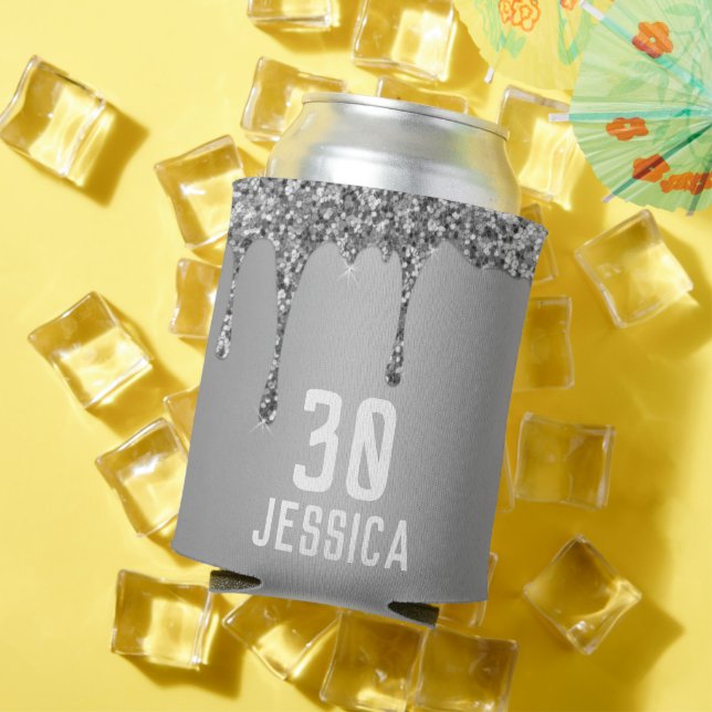 Porta-lata 30 Elegante Silver Moderno Elegante de Aniversário (Verão in situ)
