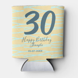 Porta-lata 30th birthday add name date year yellow blue paste