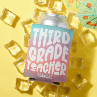 Porta-lata  3rd Grade Teacher Pink Aqua Ombre