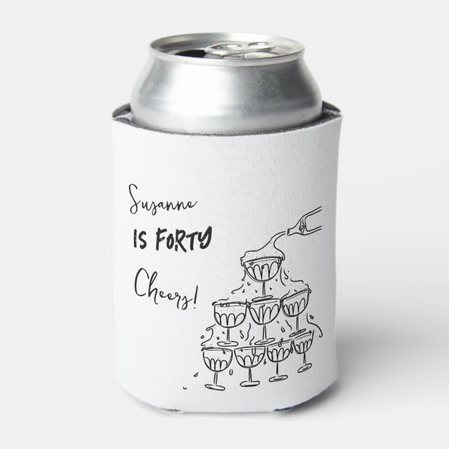Porta-lata 40 anos Aniversário Torre de champanhe funky (Can Front)