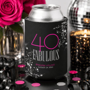 Porta-lata 40 e Fabuloso Preto Rosa Glam Brilho Aniversário