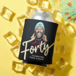 Porta-lata 40 fotos de aniversário de 40 anos dourado com scr