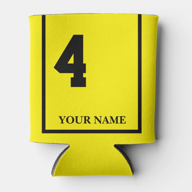 Porta-lata 4 Amarelo com sela de cavalo preto Personalizado (Frente)