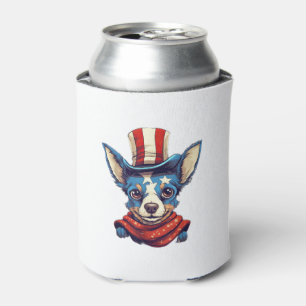 Porta-lata 4 De Julho Rato Patriótico Terrier Dog