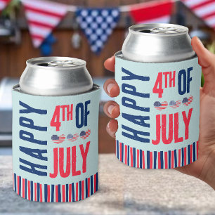 Porta-lata 4 De Julho Vermelho Branco Azul Patriótico