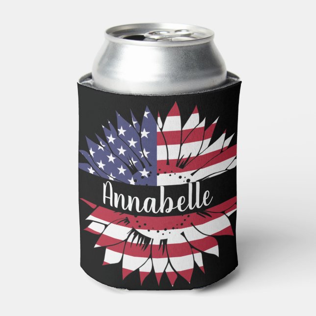 Porta-lata 4 de julho Vermelho, branco e girassol azul person (Can Front)