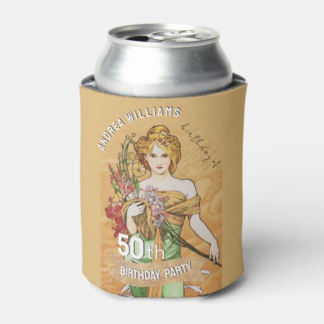 Porta-lata 50ª Festa de aniversário, Deusa Primavera, Arte Vi (Can Front)