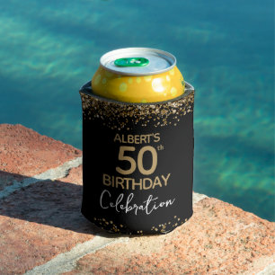 Porta-lata 50º Aniversário Dourado Brilhante e Preto