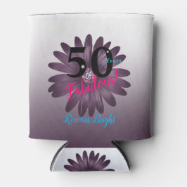 Porta-lata 50 e fabulosa margarida roxa, com brilho