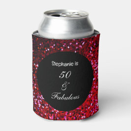 Porta-lata 50 Fabulosa Glitter Birthday Burgundy Vermelho Ros