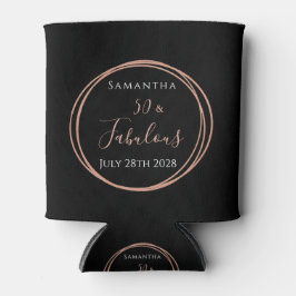 Porta-lata 50th Birthday Black Rose Gold Personalized Party
