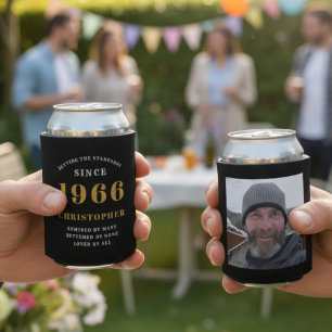 Porta-lata 60º aniversário preto Dourado com fotografia