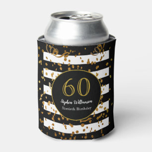 Porta-lata 60.a Festa de aniversário Branco preto e brilhan