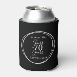 Porta-lata 70th Birthday Black Silver Cheers 70 Years