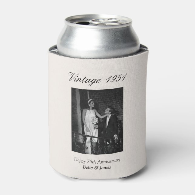 Porta-lata 75th Wedding Anniversary Party Favor Custom Photo (Can Front)