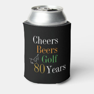 Porta-lata 80 Birthday Saúde Beers Golf Black Dourada Party