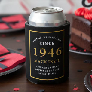 Porta-lata 80 personalizado Aniversário 1942 Elegante negro