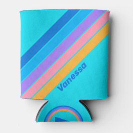 Porta-lata 80s Neon Ocean Sky Stripes with Name