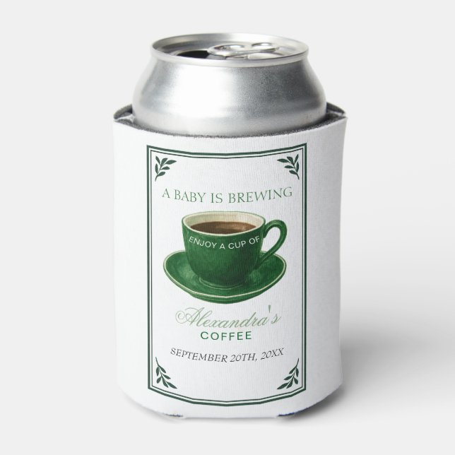 Porta-lata A Baby Is Brewing Coffee Cup Baby Shower (Can Front)