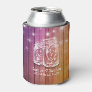 Porta-lata A corda de madeira rústica do frasco de pedreiro