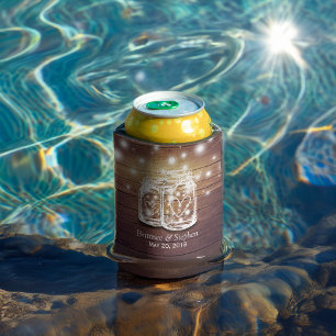 Porta-lata A corda de madeira rústica do frasco de pedreiro