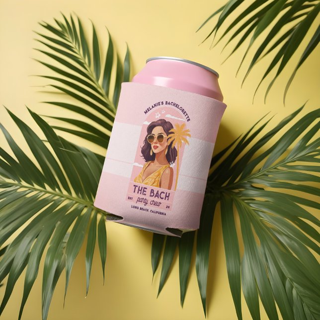 Porta-lata A Festa de solteira da Tripulação do Bach (The Bach Party Crew Retro Woman Bachelorette Party Can Cooler)