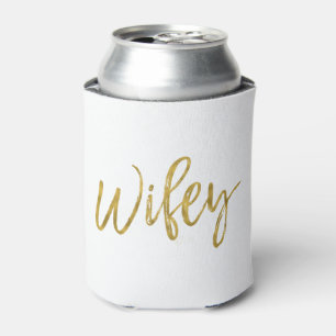Porta-lata A folha branca e Dourado de Wifey pode