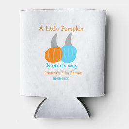 Porta-lata A little pumpkin is on it's way baby shower orange