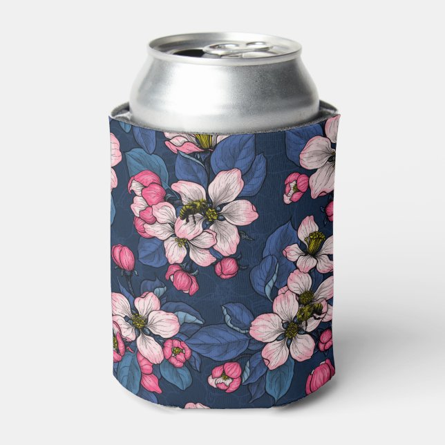 Porta-lata A maçã floresce em azul escuro (Can Front)