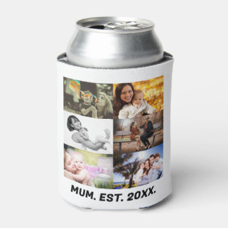 Porta-lata A Mãe personalizada EST 20XX 6 fotografar colagem 