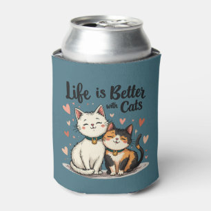 Porta-lata A vida é melhor com gatos Estética de gato fofo, A