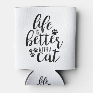 Porta-lata A vida é melhor com um gato bonitinho com legenda