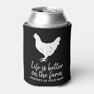 Porta-lata A vida é melhor na fazenda do costume de vintage 