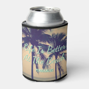 Porta-lata A VIDA É MELHOR na palmeira da PRAIA pode